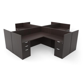 4 person dark brown workstation